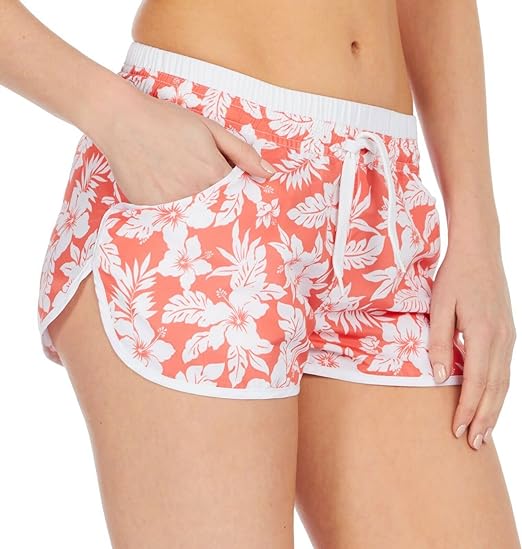 Ladies Floral Print Summer Beach Board Swimming Shorts Elasticated Size 8-22