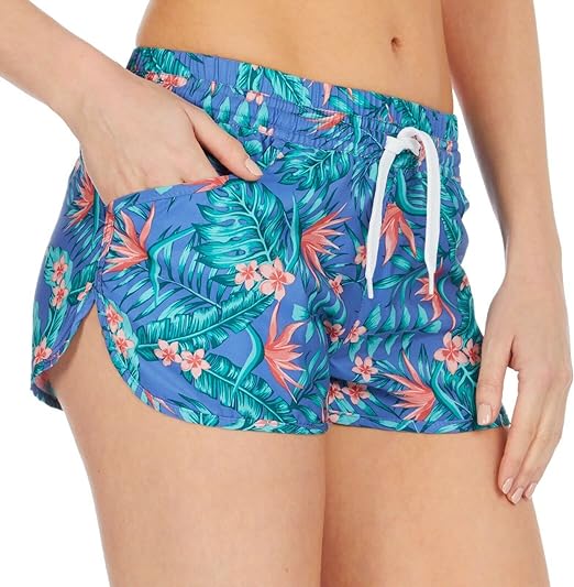 Ladies Floral Print Summer Beach Board Swimming Shorts Elasticated Size 8-22